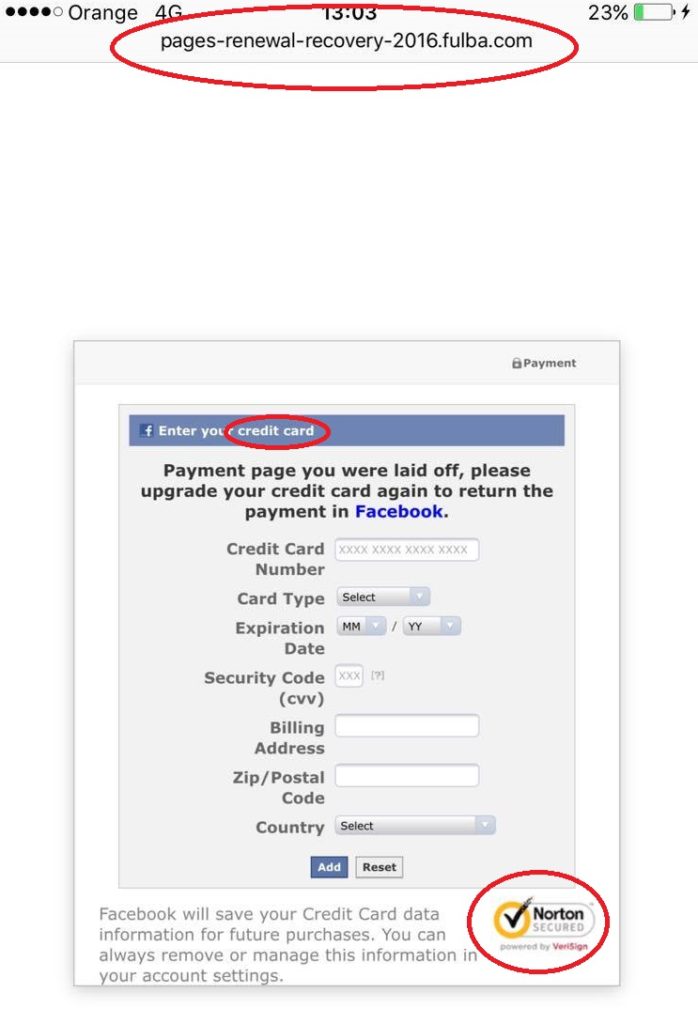 Oszuści wyłudzają dane z karty podając się za Facebooka 3